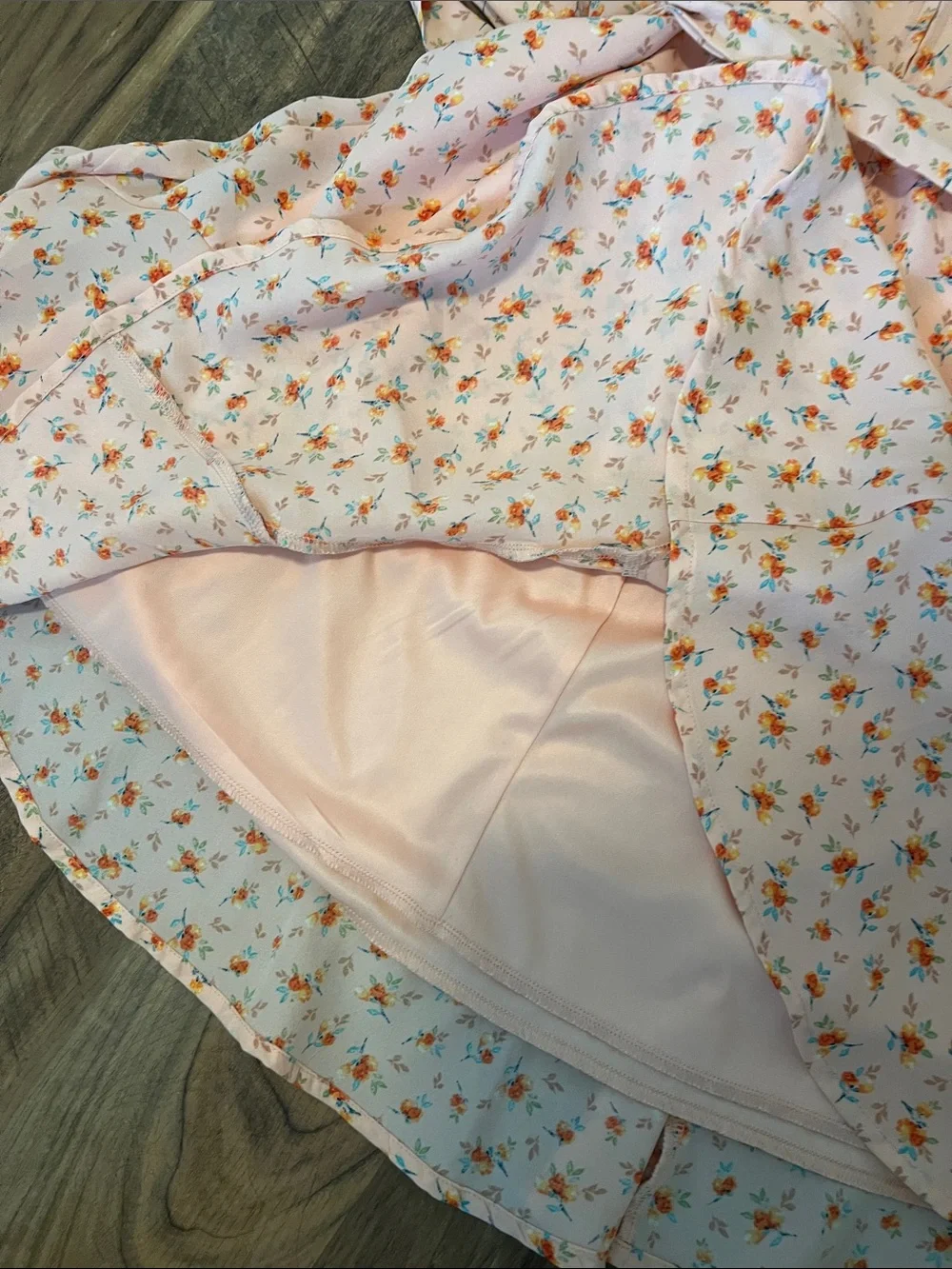 Floral Peach altar’d state Spaghetti-Strap Wrap Dress - Picture 7 of 8